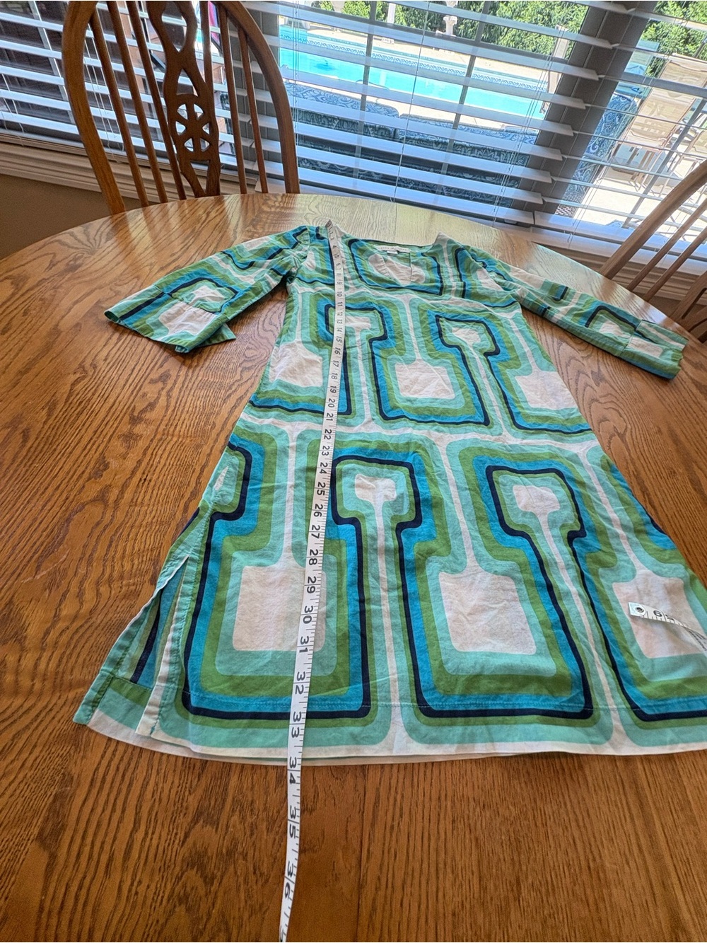 Lesley Evers Ellie Light Cotton Tunic Dress XS Made in CA Beach Blue Green - Picture 4 of 9